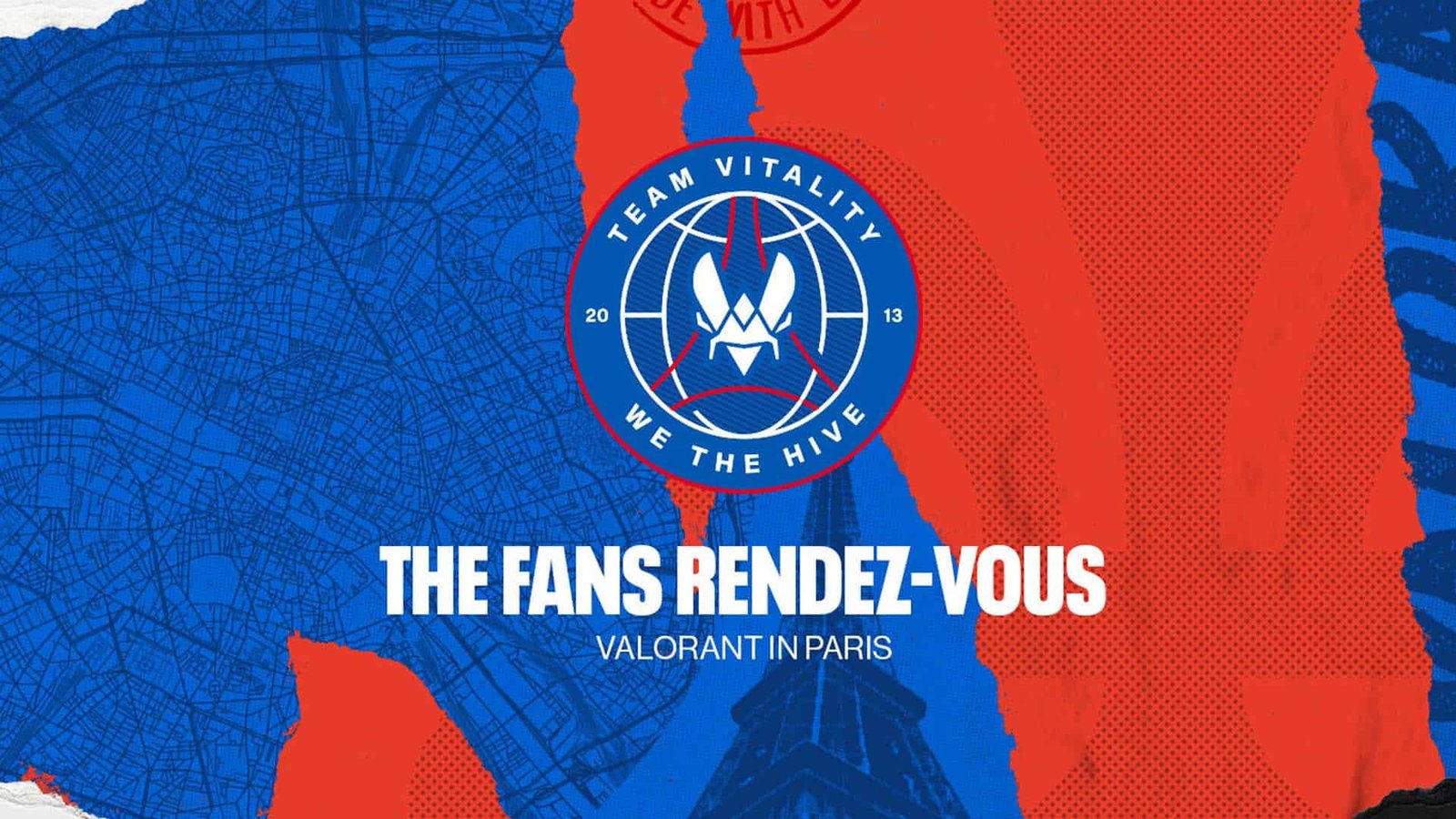 Image of Team Vitality logo on a red white and blue background