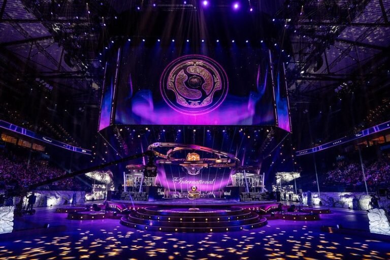 The International 2025 Dota 2 tournament stage in Barclays Arena, Hamburg, Germany