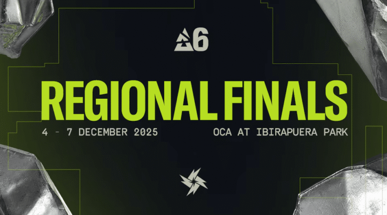 BLAST R6 South America League Regional Finals announcement graphic featuring location and dates