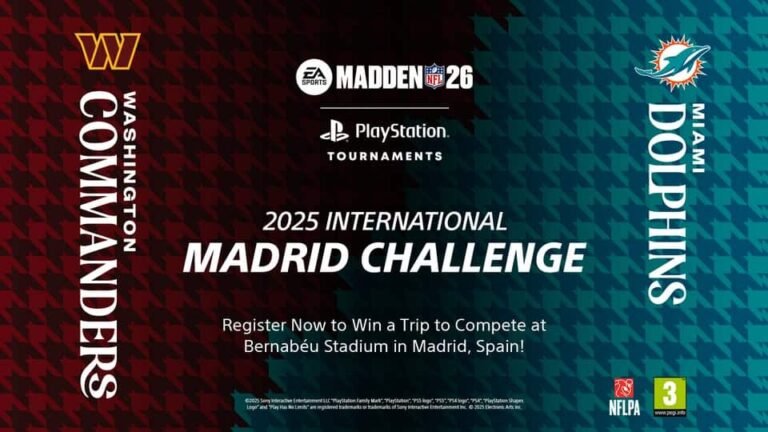 EA Madden NFL 26 International Madrid Challenge and PlayStation Tournaments promotional graphic