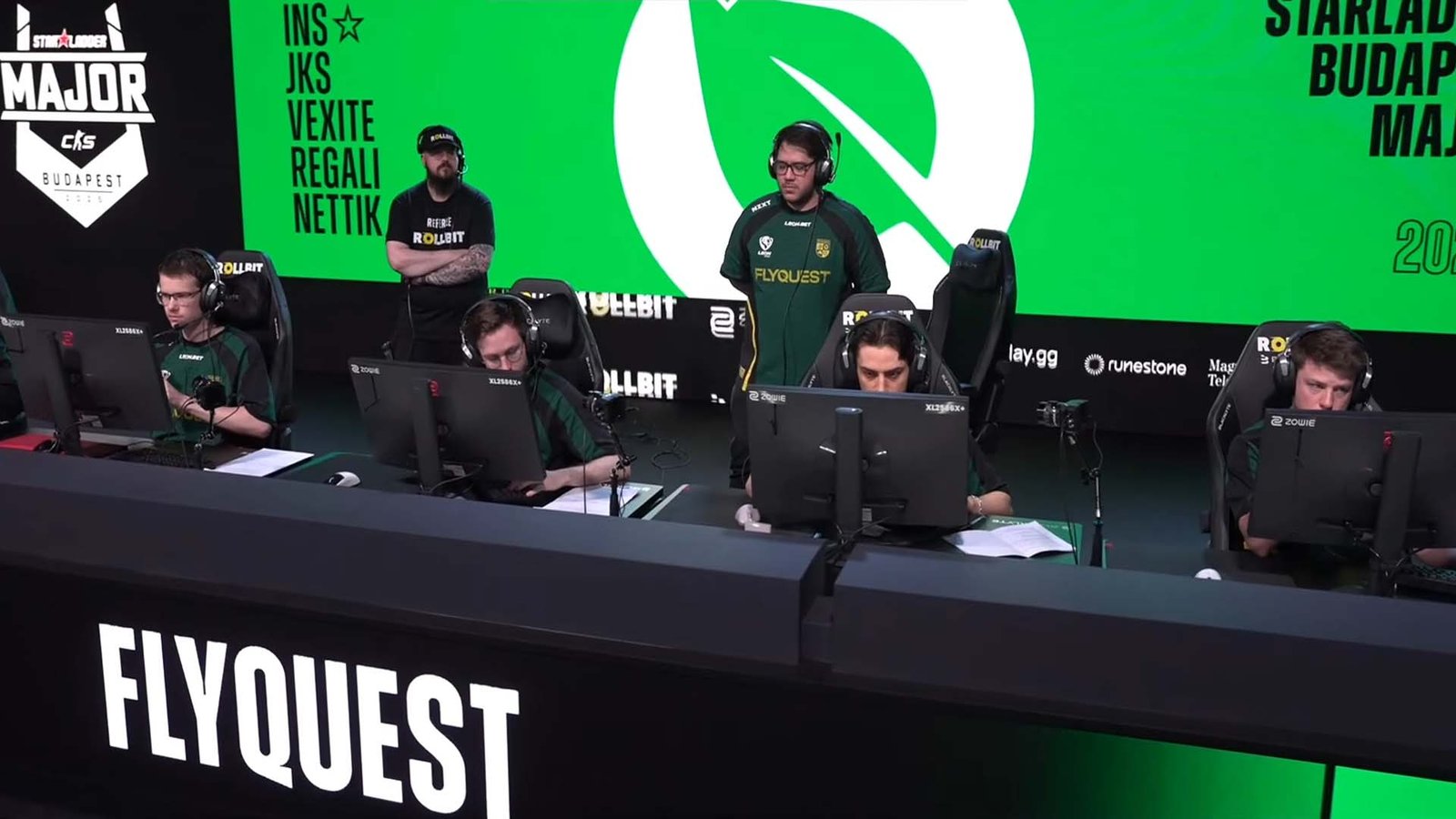 Screenshot of FlyQuest Counter-Strike team competing at StarLadder Budapest Major 2025