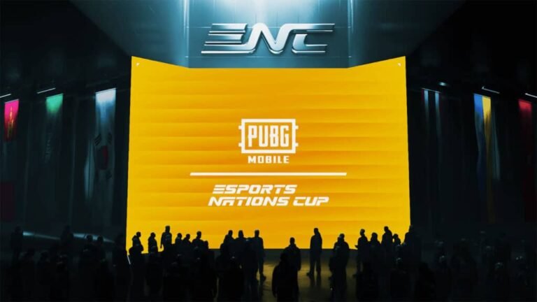 Image of PUBG Mobile and Esports Nations Cup logos on a yellow background