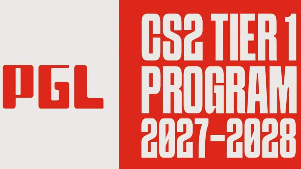 Image of PGL logo on a white background next to white text on a red background